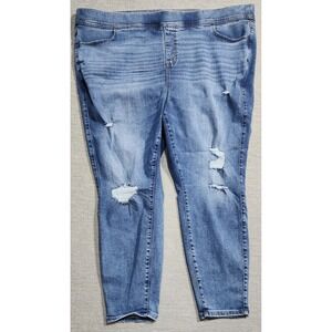 Torrid Lean Jean Super Soft Distressed Jeggings Blue Medium Wash Womens 4R 4X